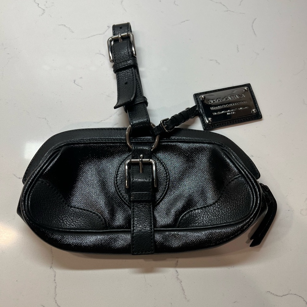 Gently used Dolce & Gabbana Miss Romantique Patent Leather Clutch D&G Black